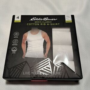 Eddie Bauer Tank Top Mens Small  White 4 Pack